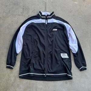 Vintage RARE Chevy Impala Y2K Track Jacket Black White Blue Striped